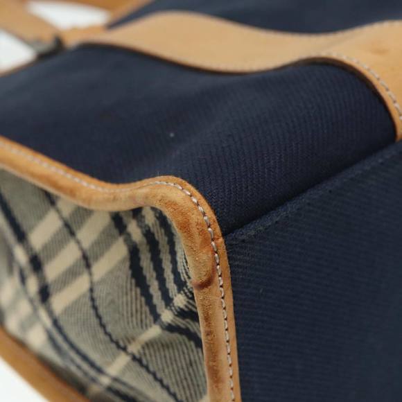 BURBERRY Nova Check Blue Label Hand Bag Canvas Navy Beige Auth ti2002 - Picture 15 of 16